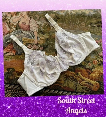 SUJETADOR CON AROS SEMI TRANSPARENTE BORDADO MARFIL Y PÚRPURA VINTAGE WACOAL 85775 38C Foto 1 de 4