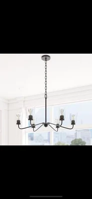 Chandelier , Project Source Traywick 6-Light Matte Black Transitional, MSRP $140 - Image 1 of 3