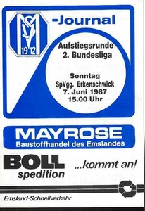 Cuaderno de programa de fútbol 86/87 ascenso SV Meppen - SpVgg Erkenschwick - Imagen 1 de 1