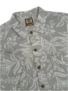 Tommy Bahama Silk Shirt Mens Size XL Gray Floral Hawaiian Pockets Short Sleeve - Picture 1 of 7