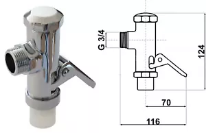 WC Druckspüler Spüler Spülarmatur Hebel Chrom 3/4" Zoll Mechanische Auslösung - Bild 1 von 1