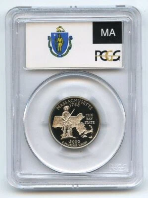 2000 S 25C Clad Massachusetts Quarter PCGS PR70DCAM - Image 1 of 2