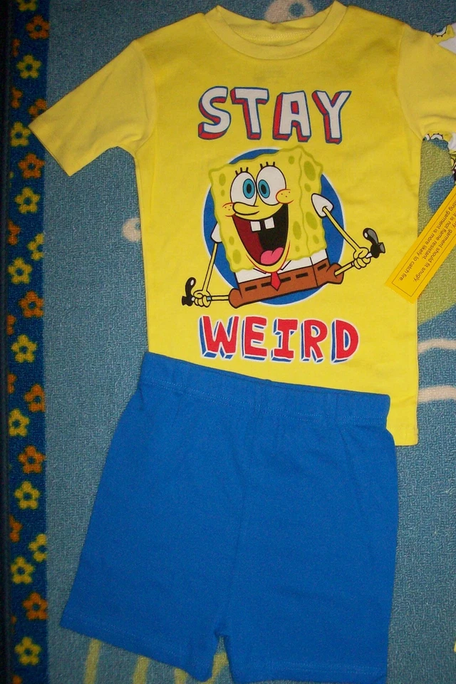 Bob Esponja Pantalones Cuadrados Pijama Ropa de Dormir Conjunto de 2 piezas Niños 4 6 8 10 12 Mantente Raro Nuevo Foto 1 de 1