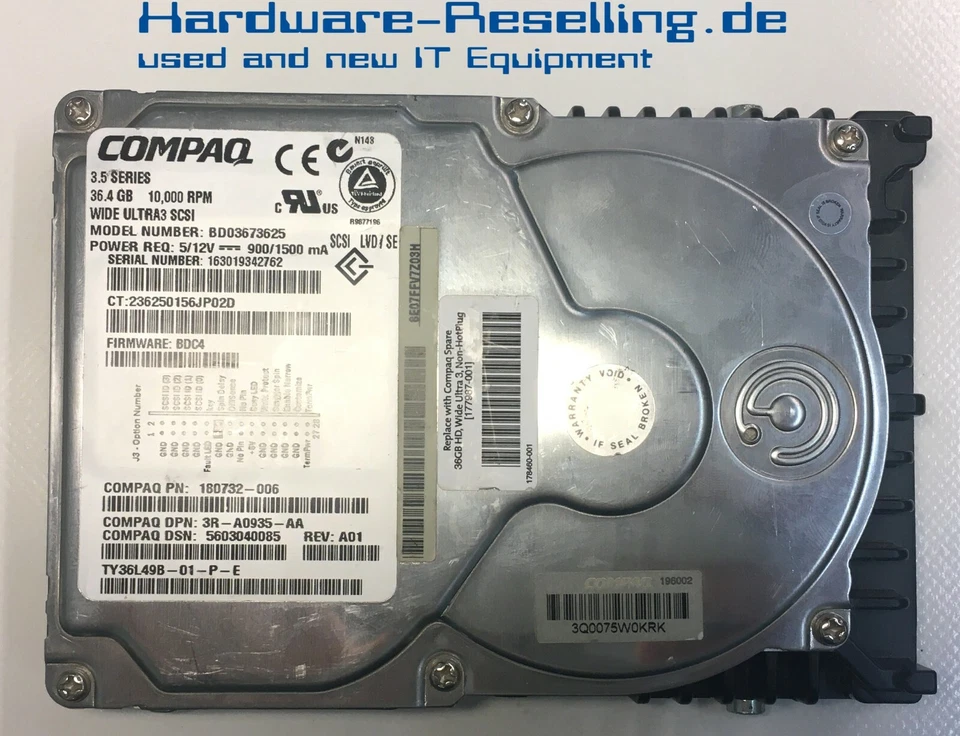 Compaq 36GB 10k SCSI BD03673625 180732-006 177987-001 3,5" HDD - Bild 1 von 1
