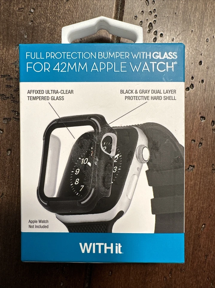 With It Full Protection Bumper With Glass For 42mm Apple Watch color black