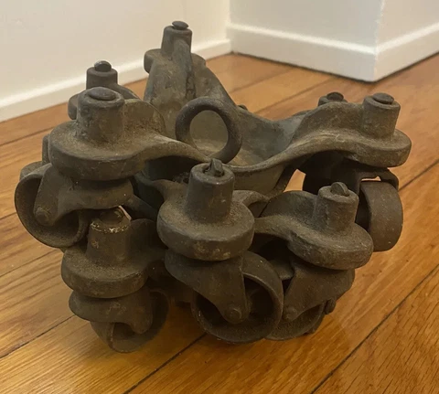 Set of 4 Vintage Antique Cast Iron Heavy Duty Stove Piano Moving Casters Wheels Cover