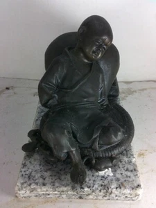 Charming Japanese Meiji/Taisho (early 20thC) Bronze, Sleeping Monk - Picture 1 of 5
