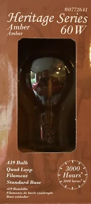60-Watt "Vintage Edison Style" Visible Filament A19 Clear Amber Light Bulb - Image 1 of 3