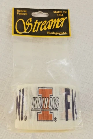 U of I Fighting Illini crepe STREAMER ROLL- New in bag- Retired VHTF ships free Cover