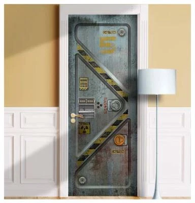 Sci-Fi Bunker Full Door Decal. Laminated Cover, Wrap. Peel n Stick, Single piece - Image 1 of 4