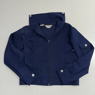 Vintage Miss Holly Navy Blue Nautical Sailor Anchor Top Girls 16 Made In Japan - Image 1 of 4
