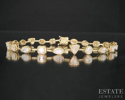 Brazalete Tenis Oro Amarillo 18k Corte Mezcla Natural 3.35ctw Diamantes 9g 7.25"L i19186 Foto 1 de 4
