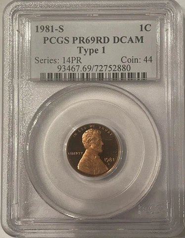 1981-S Lincoln Memorial Cent - PCGS PR69RD DCAM Type 1 - (#1095) Cover