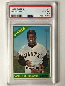 WILLIE MAYS 1966 Topps #1 PSA 2.5 San Francisco Giants HOF FANTASTIC COLOR/IMAGE - Picture 1 of 2