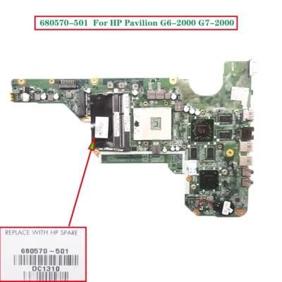 680570-501 For HP G4-2205TX G6-2000 G6T-2300 Motherboard DA0R33MB6F0 HD7670M 2GB - Image 1 of 4