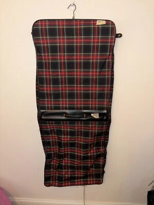 Винтажная клетчатая подвесная сумка для костюма одежды — кожаная ручка, оригинальное оборудование - Изображение 1 из 4