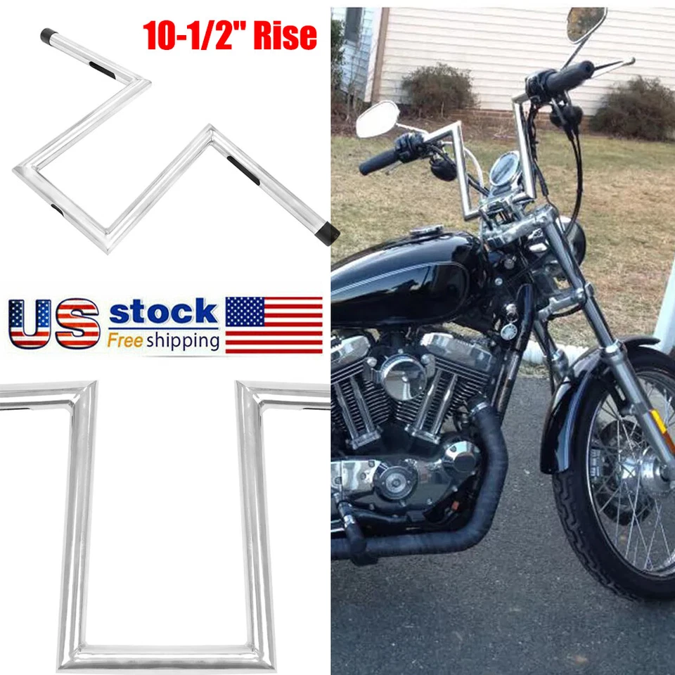For Harley XL Honda VTX1800C 1" Ape Hanger Handlebar 10-1/2" Rise Drag Z-Bars Foto 1 de 4