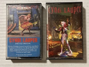 Cyndi Lauper 2 Music Cassette Tape Lot- She’s So Unusual & A Night To Remember  - Picture 1 of 9