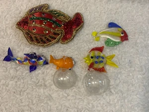 Lot of Vintage Hand Blown Art Glass Fish Christmas Ornament - Picture 1 of 4