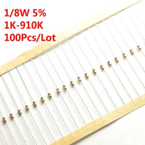 100 piezas 1/8W 1/6 W resistencia película de carbono 5% 1 KΩ -910 KΩ ohmios 1 K - 910 K - Imagen 1 de 1
