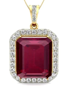 0.74ct Natural round diamond 14k solid yellow gold ruby wedding Pendant - Picture 1 of 3
