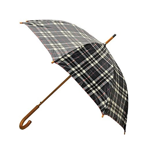 Rainbrella Classic Auto Open Umbrella With Real Wooden Hook Handle 48129