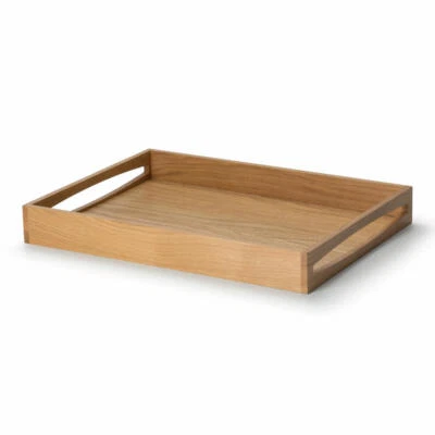 Continenta Tablett mit Griffen Serviertablett Holztablett Eichenholz 49 x 35 cm - Bild 1 von 3