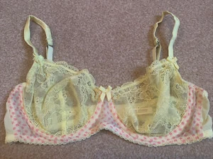 Mimi Holliday By Damaris Lemon Polka Dot Print Comfort Non Padded Bra 34C - Picture 1 of 6