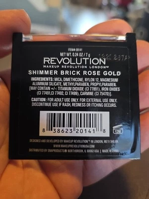 Revolution Makeup Shimmer Brick Rose Gold Compact Highlighter London NEW - Image 1 of 2