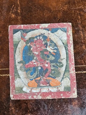 Tibetan Thankga Nakpo Gursum 4" X 3.4" - Image 1 of 4
