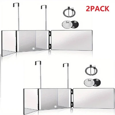 The 360 Mirror  3 Way Mirror for Self Hair Cutting  Adjustable Trifold Barber - Image 1 of 4