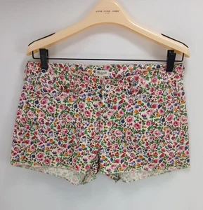 Madewell Summer Floral Cut Off Denim Shorts White Mid Rise Button Zip Womens 26 - Picture 1 of 9