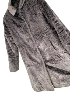 Gray Faux Fur Coat Quilted Lining Weatherproof Brand Size S RT10293 EUC Mid - Picture 1 of 12