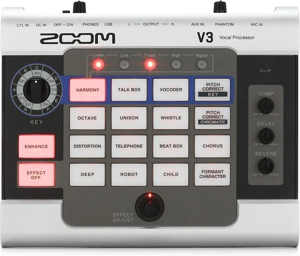 Processador Vocal Zoom V3, Harmonia, Correção de Pitch, Reverb, Delay, 16 Studio... - Imagem 1 de 1