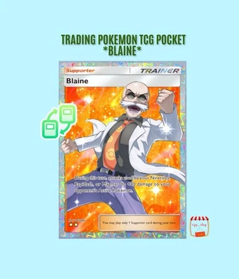 Pokemon TCG Pocket Trading Card Game Trade 2 Star Karte Pokemon ⭐⭐ BLAINE - Bild 1 von 2
