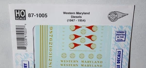 Western Maryland RR Diesel Locomotives 1947-54 HO Scale Microscale Decal 87-1005 - Picture 1 of 3