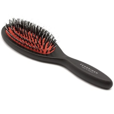 Cepillo de pelo y masajeador de cuero cabelludo genuino de cerdas de jabalí y nailon, haya lacada... Foto 1 de 4