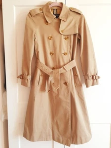 Burberry Vintage Ladies Check Haymarket Cotton Blend Trench Coat UK 6 UK 8 - Picture 1 of 12