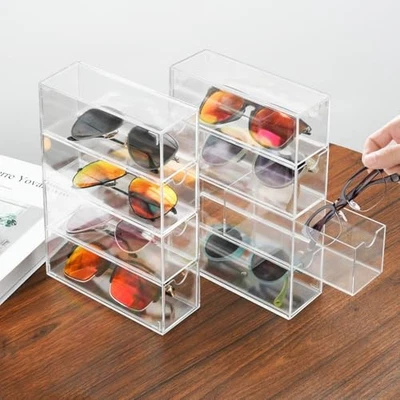 Pack de 2 organizadores de escritorio de 8 cajones de almacenamiento, cajones de almacenamiento de acrílico transparente  Foto 1 de 4