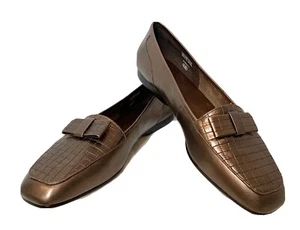NEW Enzo Angiolini "Liberty" Leather Copper Stitched Bow Tuxedo Loafers 12 M - Picture 1 of 9