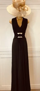 Phase Eight UK 10/12 Black Stretchy Jersey Maxi Sleeveless Dress With Buckle - Picture 1 of 9