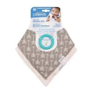 Dr Browns Super Soft Bandana Bibs Baby Teether 3m+ Twin Pack Arrows/Herringbone - Picture 1 of 1