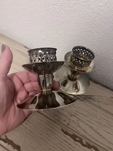 Vintage Pair-SSS Hawthorne Taper Candlestick Holders, Silver Plate 3.5”-Candles - Bild 1 von 6