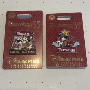 2024 Disney Parks HOLLYWOOD STUDIOS 35th ANNIVERSARY Mickey LE LR 2 Pin Set - Picture 1 of 3