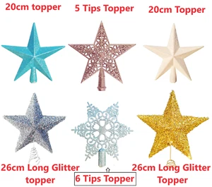 Large 8" Glitter Rose Gold  5 tips Tree Topper Christmas Decoration - Picture 1 of 23