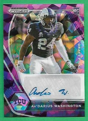 /99 AR'DARIUS WASHINGTON 2021 Prizm Draft Picks PURPLE ICE AUTO RC RAVENS Rookie - Image 1 of 2