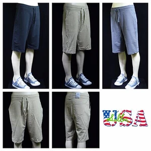 Mens Shorts Jogger Twill Cotton Terry Sports Gym Casual Extra Long Shorts S-3X - Picture 1 of 7