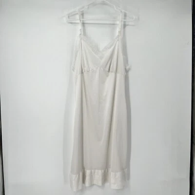 VTG Capri Collection Lingerie White Full Slip V Neck 36” Dress Fairy Goth Sexy - Image 1 of 4