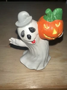 Vintage Ghost Ceramic Figurine Holding A Pumpkin - Picture 1 of 5