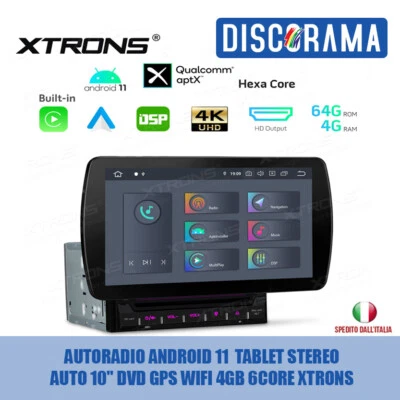 AUTORADIO ANDROID 11  TABLET STEREO AUTO 10" DVD GPS WIFI 4GB 6CORE XTRONS  - Immagine 1 di 4